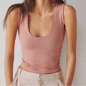 Free People, Clean Lines Muscle Cami, Rose, XS/S
